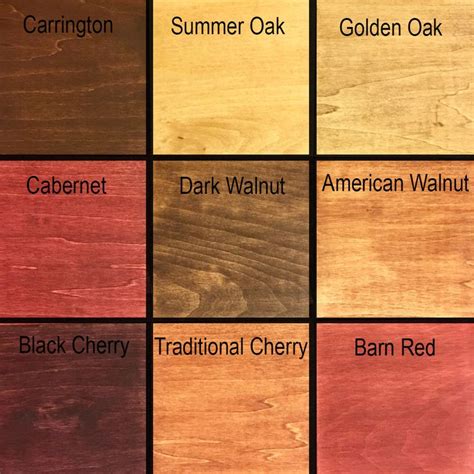 Wood Stain Chart Colors
