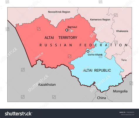 Schematic Map Altai Krai Altai Republic Stock Vector (Royalty Free ...