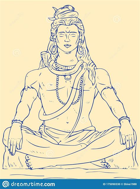 Drawing of Lord Shiva Sit and Doing Meditation Stock Vector ...