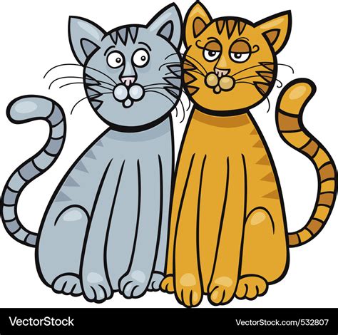 Cartoon illustration of two cats in love Vector Image