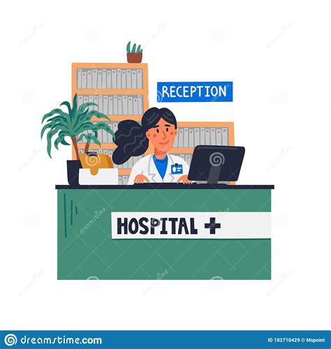 Hospital Reception. Front Desk at Clinic - Woman Receptionist Sitting ...