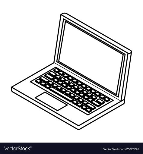 Laptop icon isolated black and white Royalty Free Vector