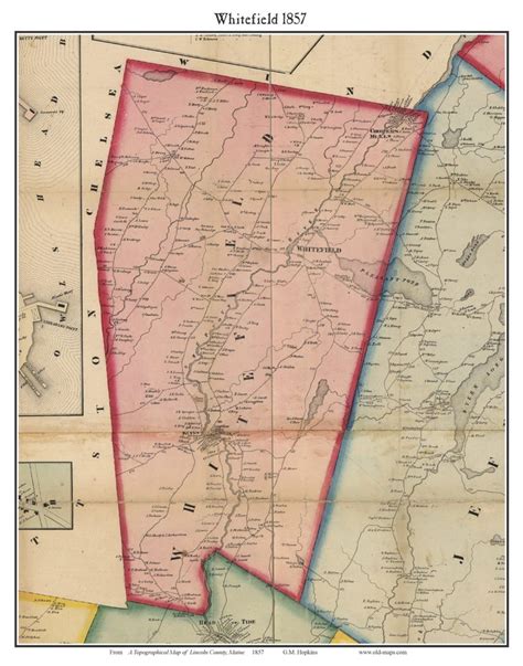 Whitefield, Maine 1857 Old Town Map Custom Print - Lincoln Co. - OLD MAPS