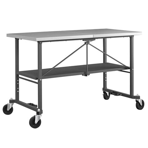 Cosco 66771DKG1E Stainless Steel Folding Workbench w/ Casters