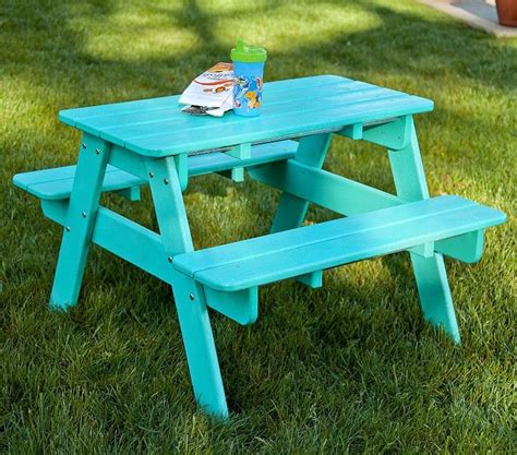 Polywood Picnic Table, Pacific Blue | Kids picnic table, Kids picnic, Picnic table
