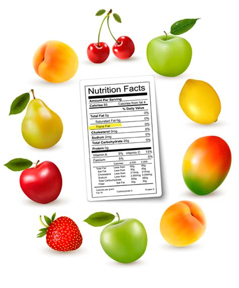 Fruits with nutrition facts vector free download