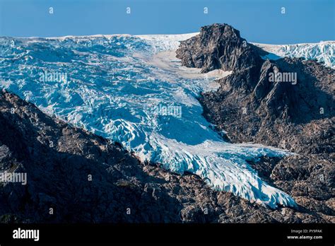 Hanging glacier, Harding Icefield, Kenai Fjords National Park, Alaska ...