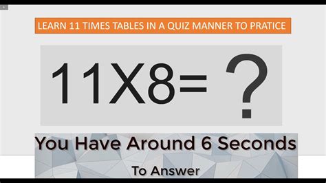 11 Times Table Quiz | Interactive 11 Multiplication Table For Kids - YouTube