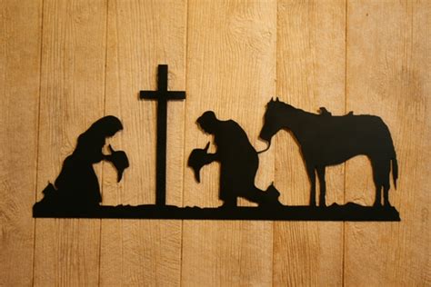 Praying Cowgirl And Horse Silhouette