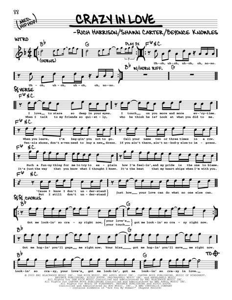 Beyonce "Crazy In Love (feat. Jay-Z)" Sheet Music | Download PDF Score ...