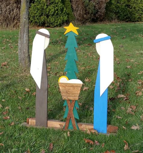 Outdoor Christmas Decorations Nativity Set Outdoor Wooden | Etsy