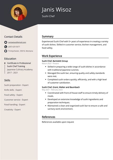 Sushi Chef CV Examples (Template & 20+ Tips)