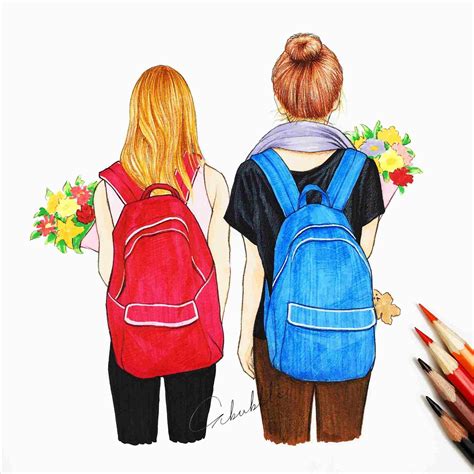 Two Best Friends Drawing | Free download on ClipArtMag