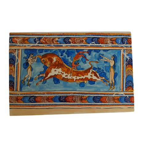 Bull-leaping Fresco From the Palace of Knossos Painting Replica on Wood 25cm - Etsy