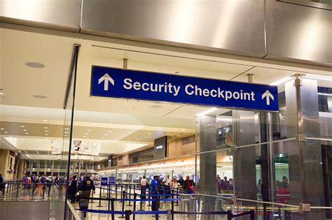 Security Checkpoint Sign At The Airport Stock Photo - Download Image Now - iStock