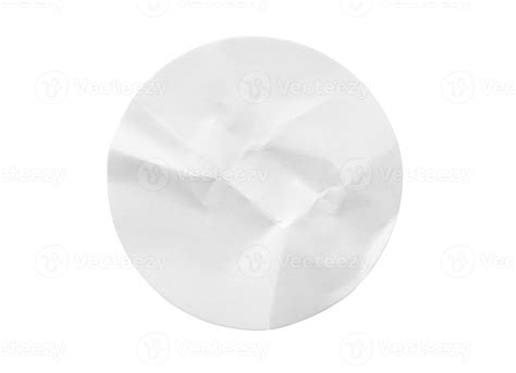 Blank white round paper sticker label isolated on white background ...