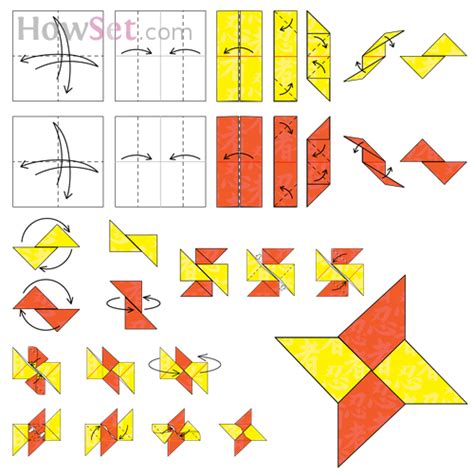 Ninja star: Animated Origami Instructions: How to make Origami | Ninja star origami, Origami ...