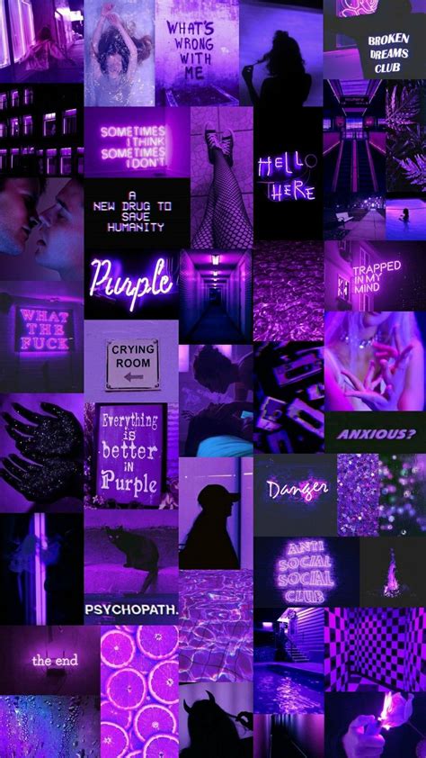 View 25 Collage Wallpaper Neon Dark Purple Aesthetic