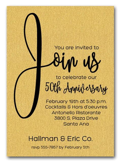 Join Us Shimmery Gold Business Anniversary Party Invitations