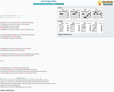 Chord: Secret Agent Man - tab, song lyric, sheet, guitar, ukulele | chords.vip