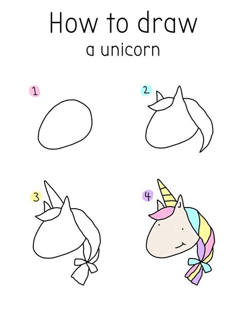 How To Draw a Simple Unicorn (Step by Step for Kids) + 15 Cool 🦄 Facts - Rainbow Printables