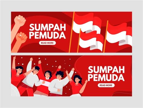 Free Vector | Flat horizontal banner template for indonesian sumpah pemuda