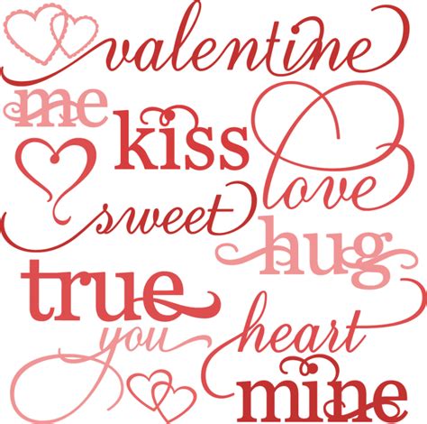 Valentine Word Set SVG cutting files valentines day clipart cute clipart free svg cut files