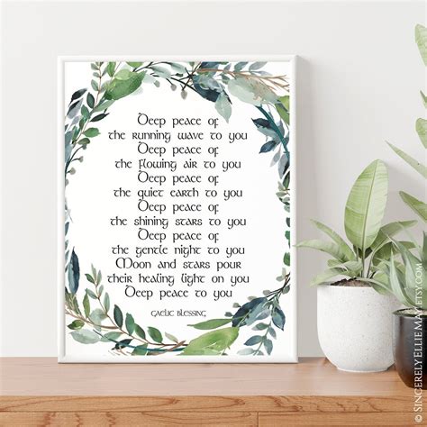 Deep Peace Gaelic Blessing Wall Art Decor, Irish Sayings, Celtic Art, Eucalyptus Wreath Digital ...