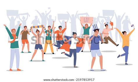 Crowd Cheering Sport Fans Flags Posters Stock Vector (Royalty Free ...