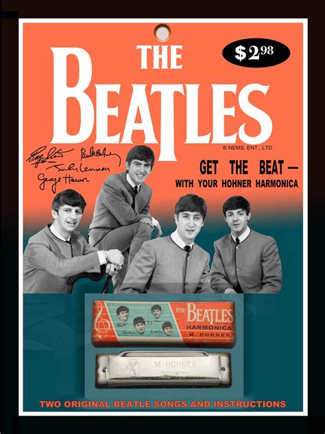 Beatles 18x24 1964 Hohner Harmonica Sales Pack Repro Poster John Lennon, Paul Mccartney, Ringo ...