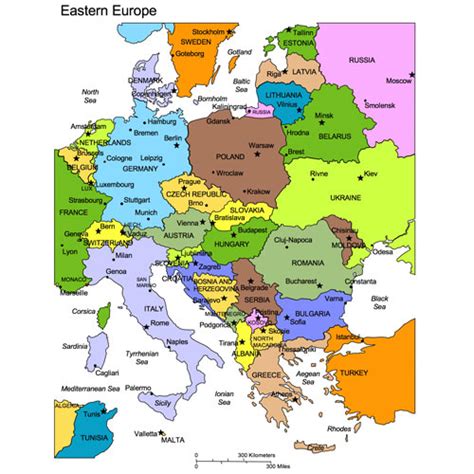 Eastern European Regional PowerPoint Map, Countries, Names - Clip Art Maps