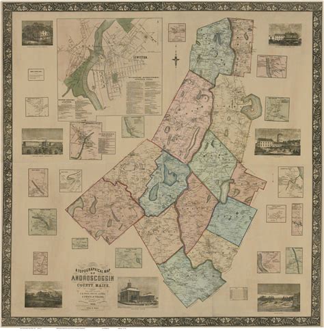 Map of Androscoggin Co, ME 1858 - Wall Map Print