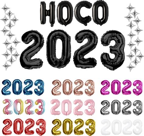 Amazon.com: HOCO 2023 Balloons with 25 Gold and Silver Star Balloons – Homecoming Decorations ...