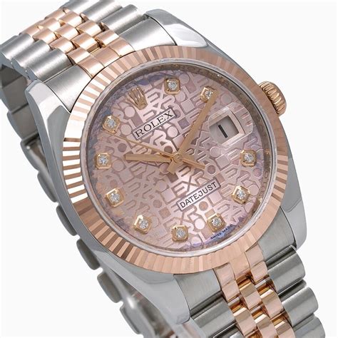 Pre-owned Rolex Datejust Automatic Diamond Pink Dial Ladies Watch ...