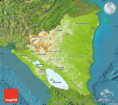 Physical Map Of Nicaragua Ezilon Maps Physical Map Nicaragua Map Images ...