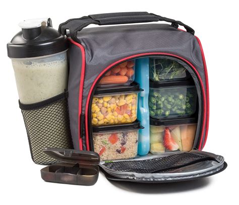 HomEquip Meal Prep lunch Bag with Containers - Insulated Fitness Lunch Box for Men and Women ...