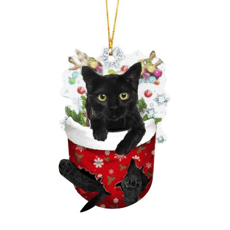 SDJMa Christmas Cat Ornament, Funny Cat Christmas Tree Hanging Ornament ...