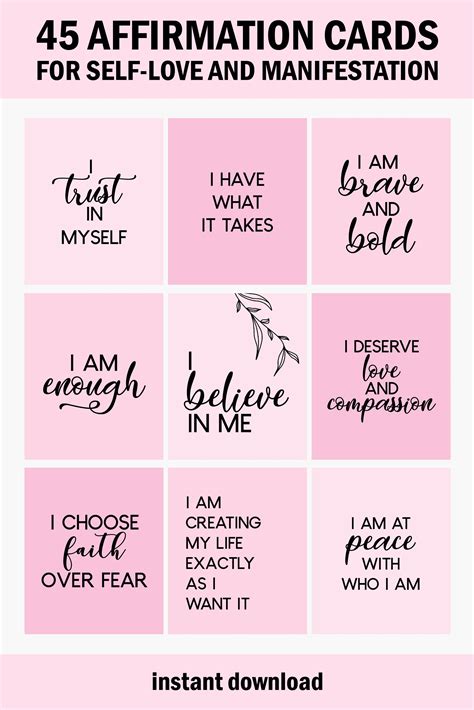 Positive Affirmation Card Deck, Vision Board Printables, Cards for Law ...