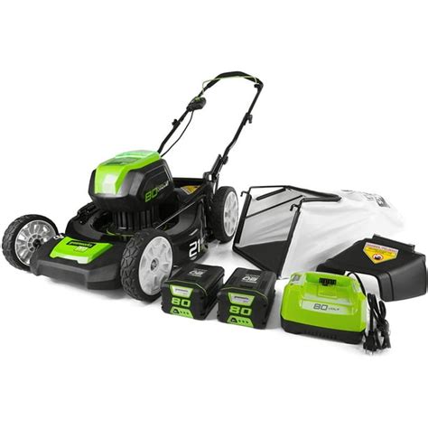 Greenworks PRO 21-Inch 80V Cordless Lawn Mower, Two 2.0AH Batteries ...