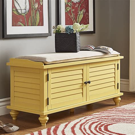 Weston Home Georgia Entryway Storage Bench with Cushion, Yellow ...