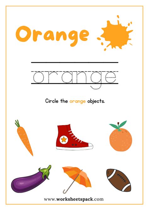 Orange Color Sheet Printable Free PDF, Color Orange Worksheet for ...