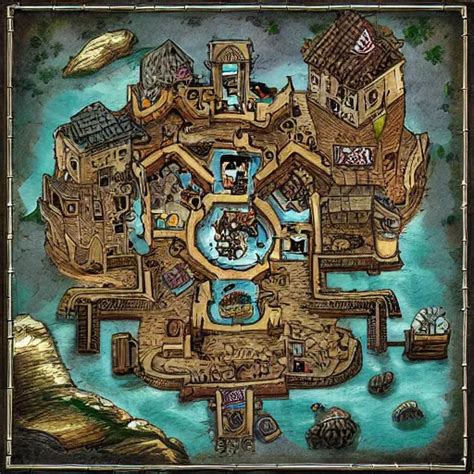 map of a dungeon in waterdeep, isometric, detailed, | Stable Diffusion