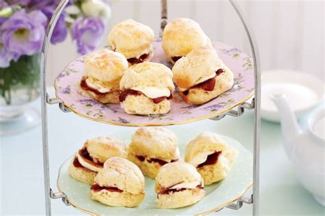 Baby scones with jam and cream