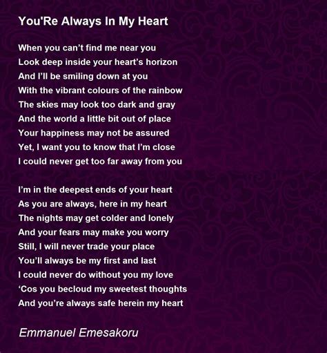 You'Re Always In My Heart Poem by Emmanuel Emesakoru - Poem Hunter