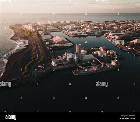 An aerial view of a harbor on the sunset Stock Photo - Alamy