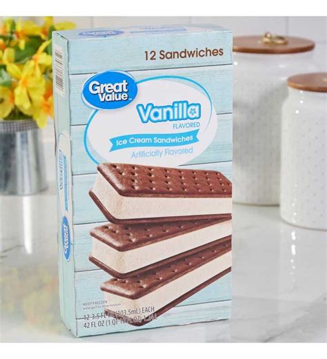 Great Value Vanilla Flavored Ice Cream Sandwiches, 42 oz, 12 Count