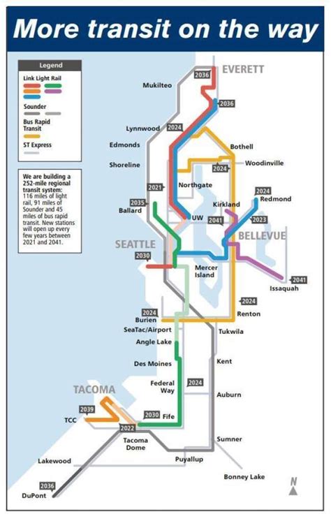 Sound Transit map shows expected opening dates of new light rail ...