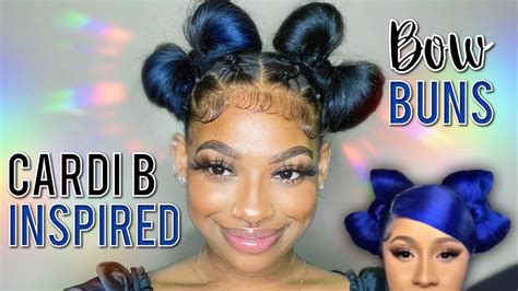 CARDI B INSPIRED DOUBLE BOW BUNS | HAIRSTYLES FOR NATURAL STRAIGHT HAIR ...