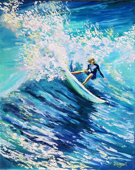 Surfer on a wave Oil painting on canvas Original painting | Etsy