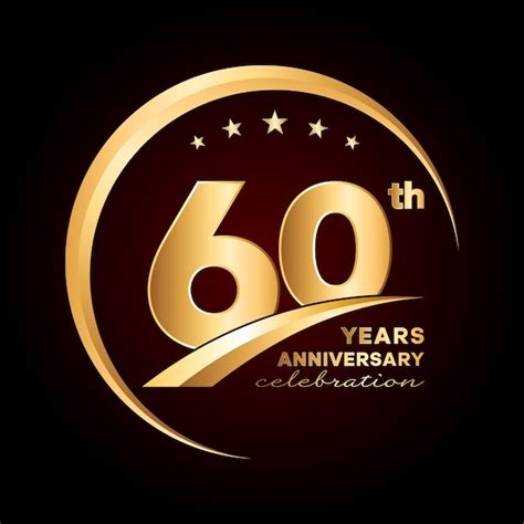 Premium Vector | 60th anniversary template design with gold color number and ring